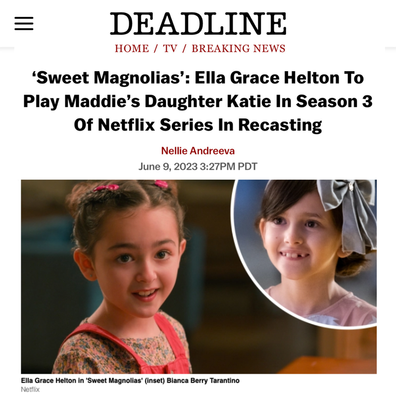 Actress Ella Grace Helton is the new Katie Townsend on Sweet Magnolias.