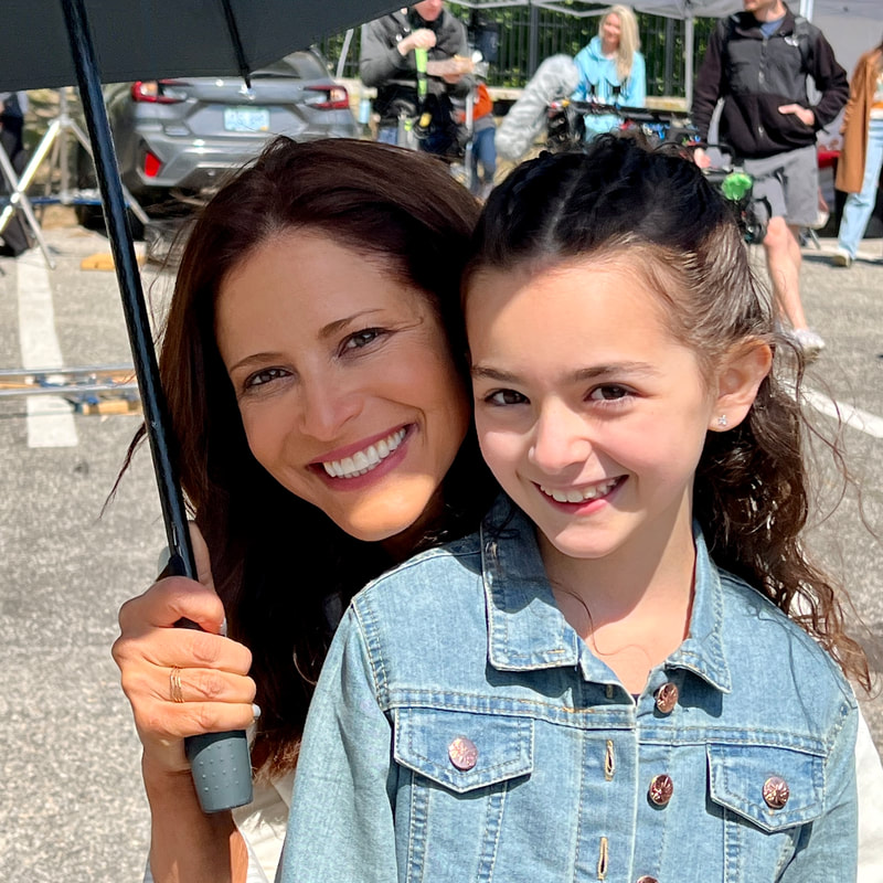 Ella with the comedic and super nice Andrea Savage on set of "Chosen Family."